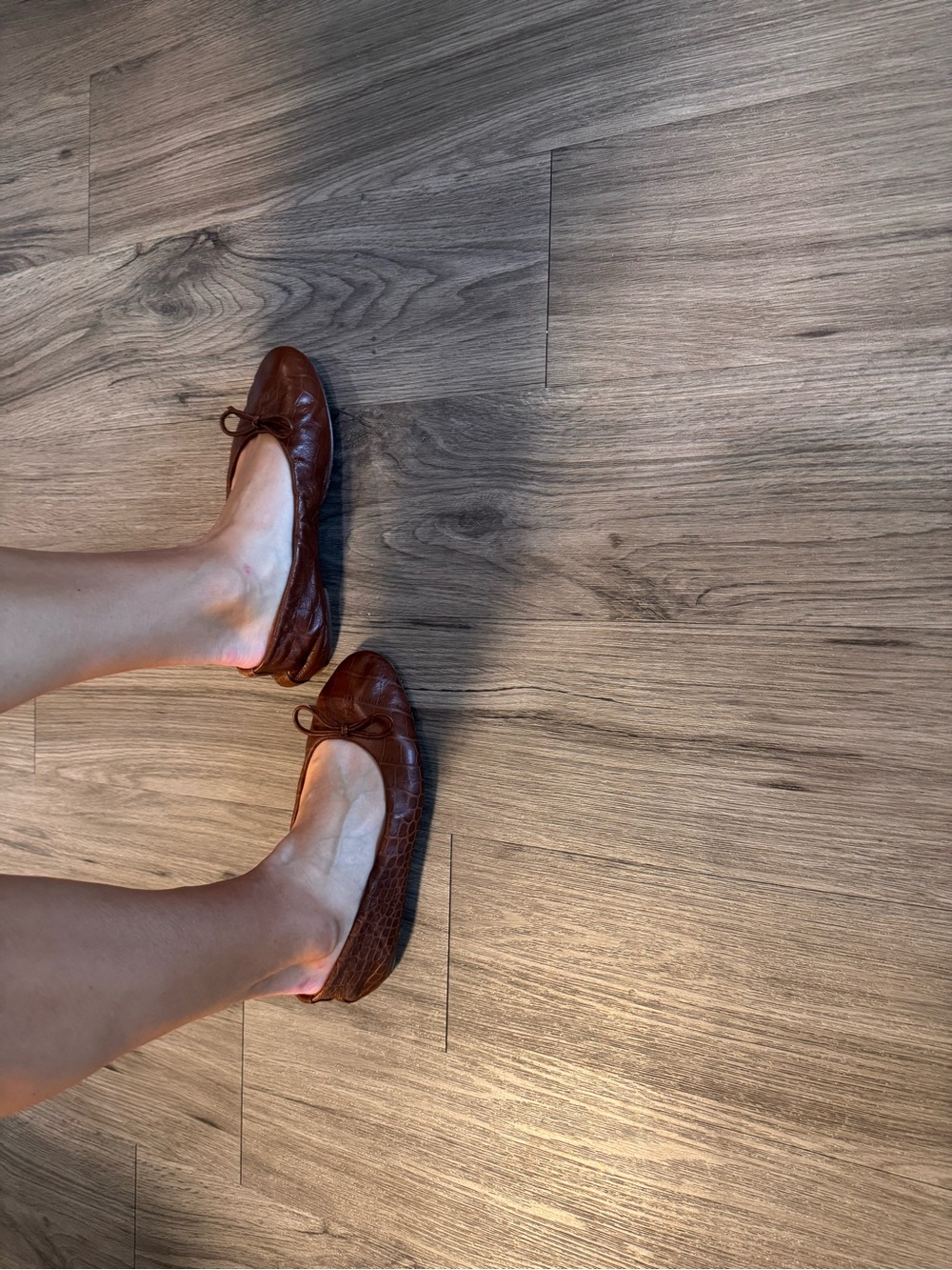Polo by Ralph Lauren Cognac Leather Ballet Flats with Bow - Picture 5 of 5